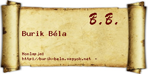 Burik Béla névjegykártya